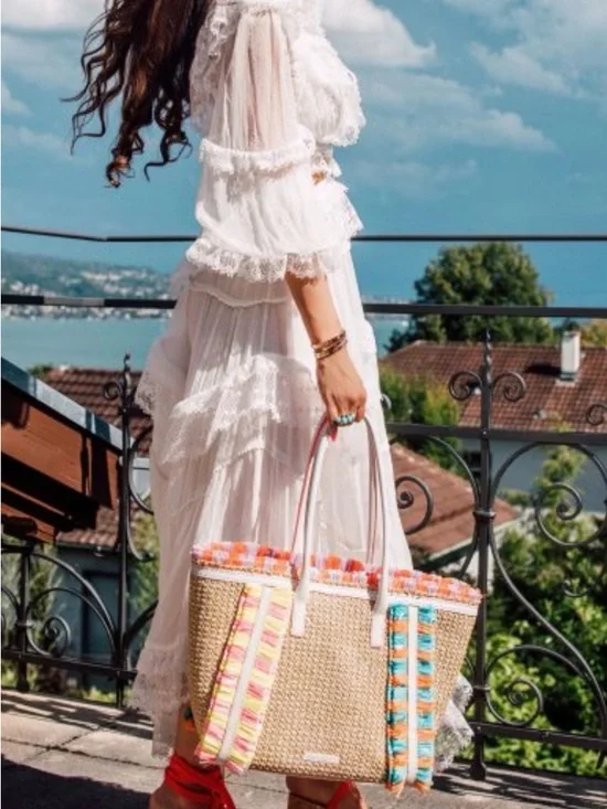 Sophia Webster Taya Raffia Multi-Colored Tote - Picture 4 of 16